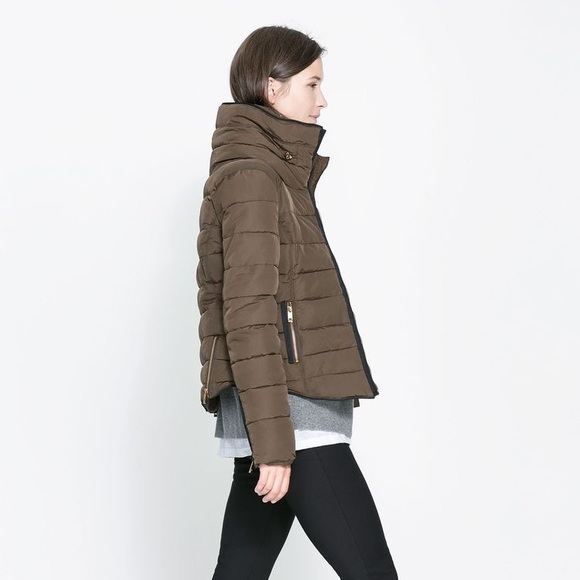 Zara Puffer Jacket Olive Green NWTO - Picture 2 of 4